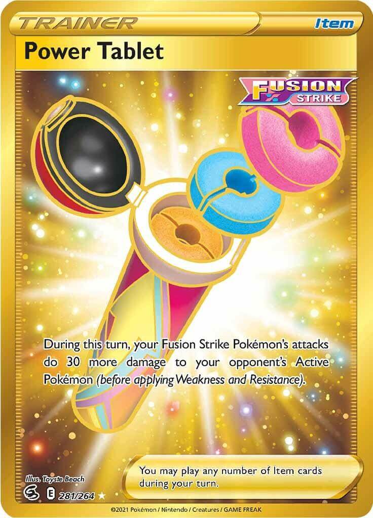 Power Tablet (281/264) [Sword & Shield: Fusion Strike] Secret Rare item card featuring vibrant design and gameplay text.