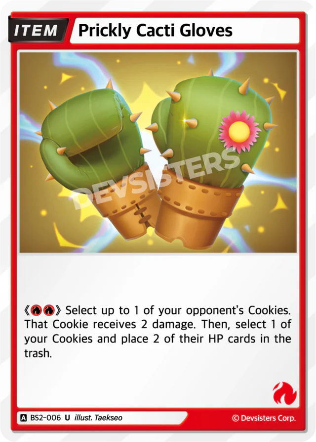 Prickly Cacti Gloves BS2-006 U | Uncommon Card featuring cactus-themed gloves with spines in a vibrant illustration.