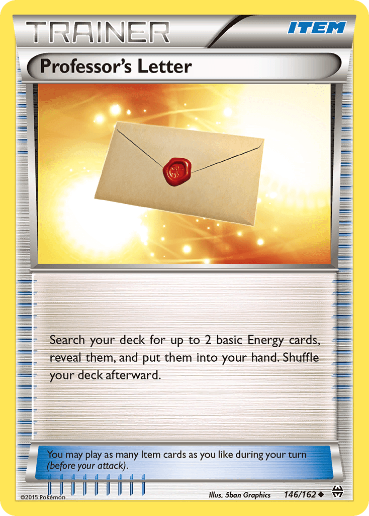 Professor's Letter (146/162) [XY: BREAKthrough] card showing the item and search ability for Energy cards.