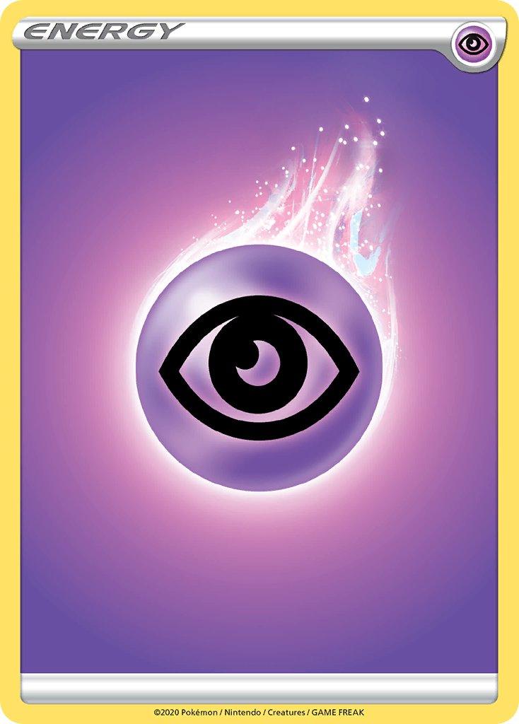 Psychic Energy [Sword & Shield: Base Set] card featuring a purple energy symbol on a vibrant background.