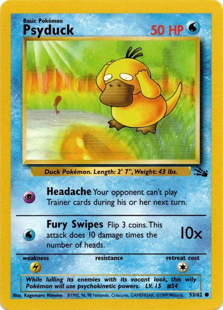 Psyduck (53/62) [Fossil Unlimited] trading card featuring basic Pokémon stats and abilities.