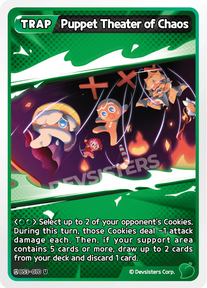 Puppet Theater of Chaos BS3-070 U | Uncommon Card illustration showcasing gameplay effects and design elements.