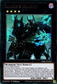 Raider's Knight [PHRA-EN040] Ultra Rare card featuring a powerful Xyz/Effect Monster with 2000 ATK.