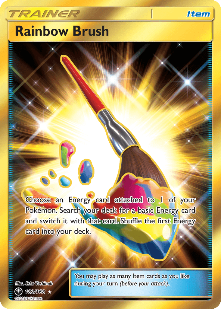 Rainbow Brush (182/168) [Sun & Moon: Celestial Storm] card with colorful art and effects.
