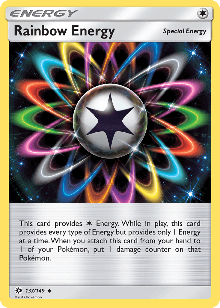 Rainbow Energy (137/149) [Sun & Moon: Base Set] - Special Energy card featuring colorful starburst design.
