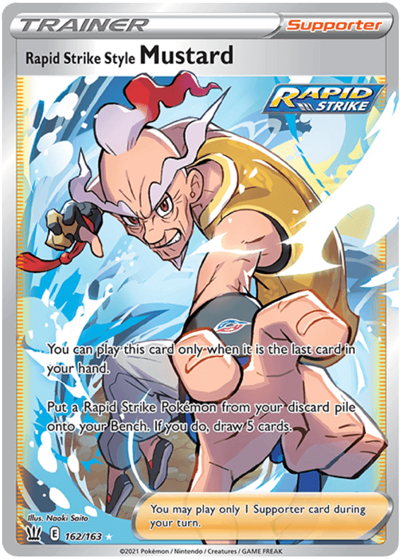 Rapid Strike Style Mustard (162/163) [Sword & Shield: Battle Styles] trading card image featuring dynamic artwork.