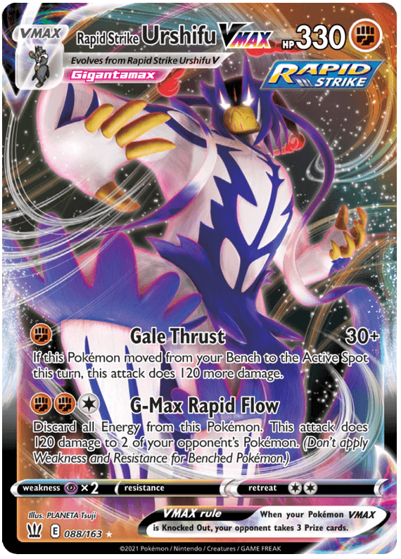 Rapid Strike Urshifu VMAX (088/163) [Sword & Shield: Battle Styles] card featuring Gigantamax abilities.