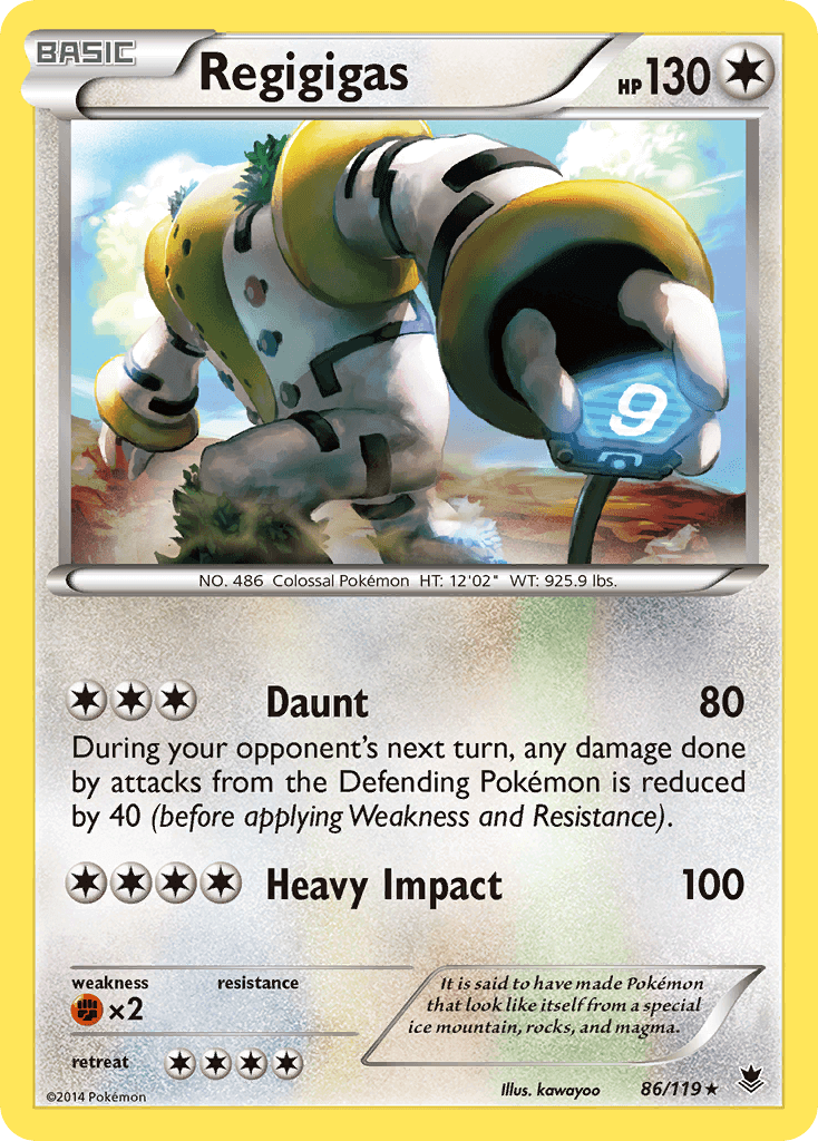 Regigigas (86/119) [XY: Phantom Forces] Holo Rare card featuring HP 130 and attacks Daunt and Heavy Impact.