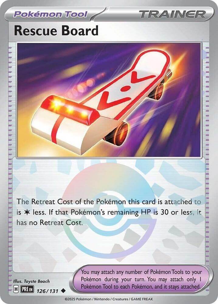 Rescue Board (126/131) (Poke Ball Pattern) [Scarlet & Violet: Prismatic Evolutions] Pokémon Tool card image showing details.