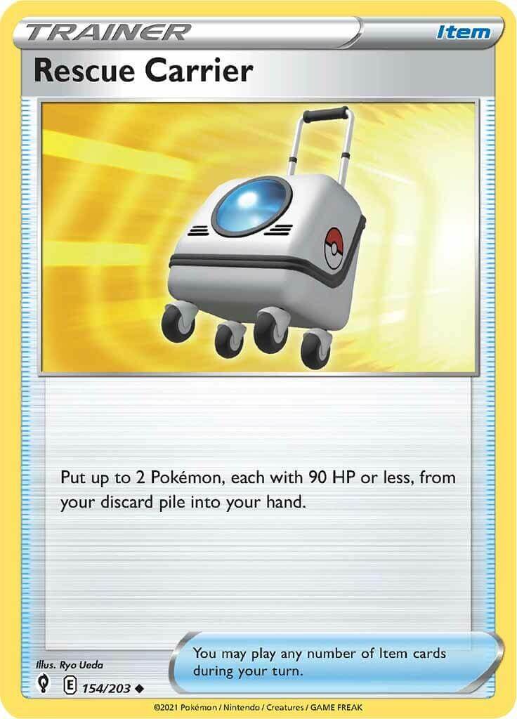 Rescue Carrier (154/203) [Sword & Shield: Evolving Skies] item card featuring a Pokémon carrier.