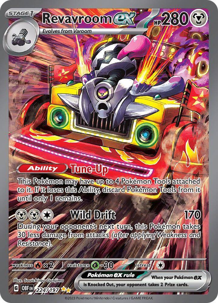 Revavroom ex (224/197) [Scarlet & Violet: Obsidian Flames] card featuring ability and HP details.