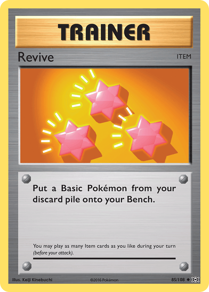 Revive (85/108) [XY: Evolutions] item card featuring three pink stars, used to bring back Pokémon from the discard pile.