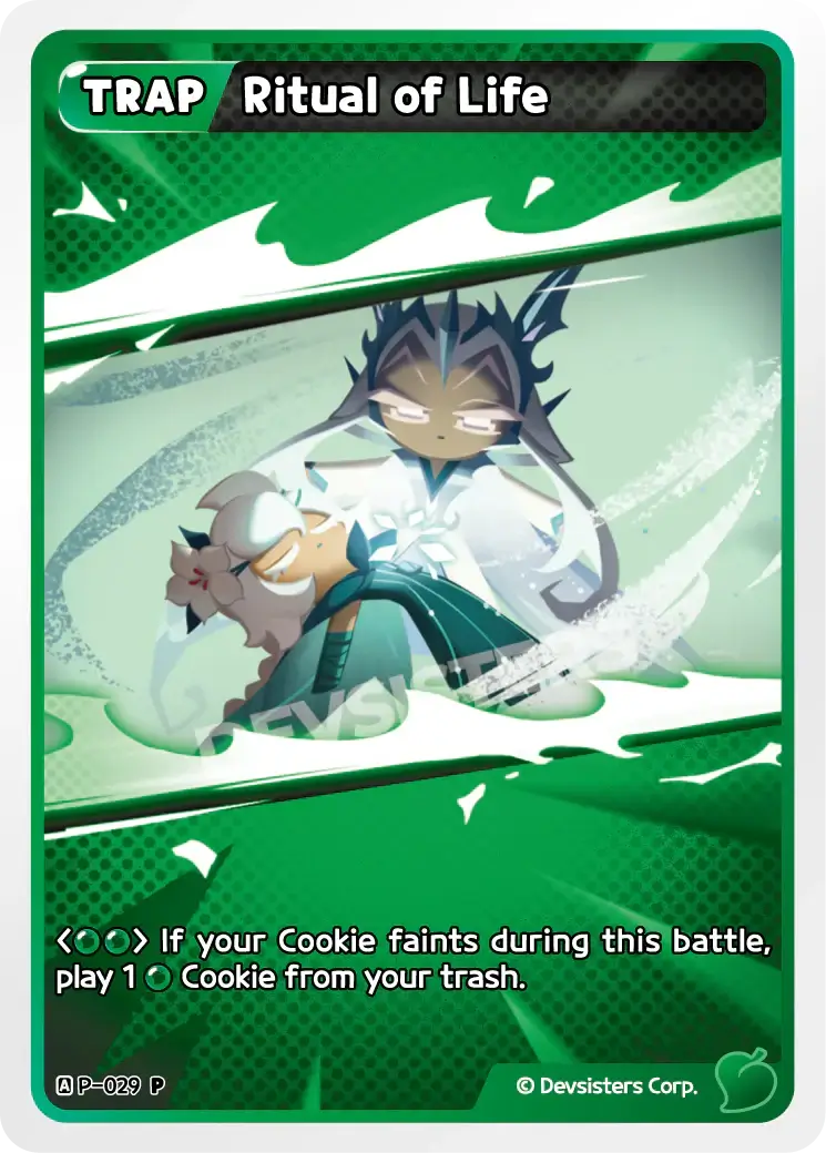 Ritual of Life P-029 R card featuring characters and gameplay mechanics.