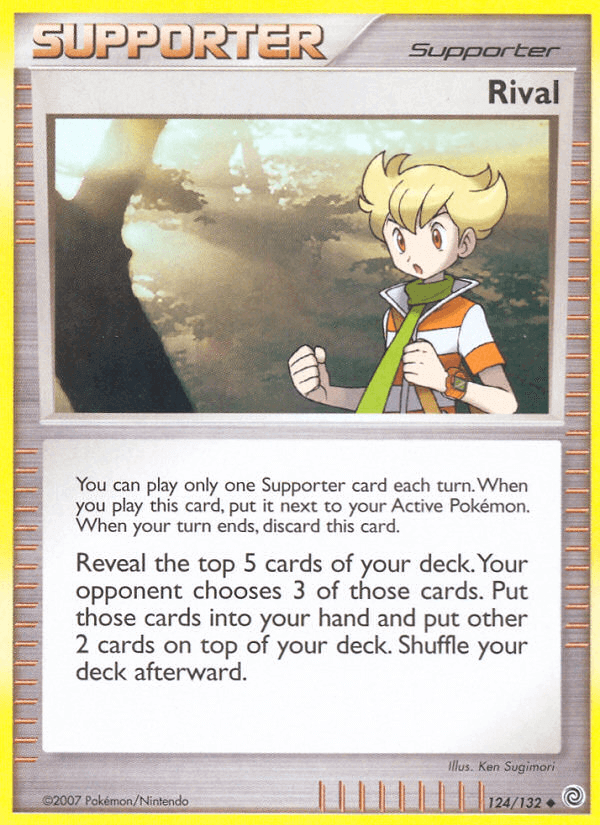 Rival (124/132) [Diamond & Pearl: Secret Wonders] Supporter card art featuring a Trainer with green hair.