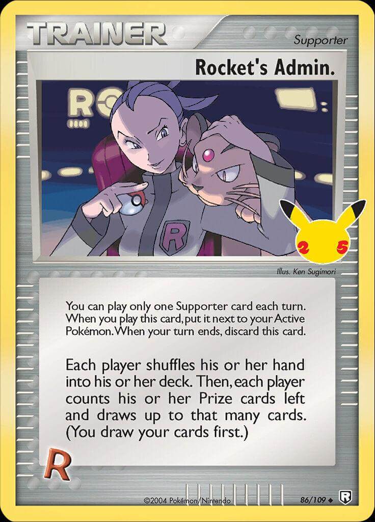 Rocket's Admin. (86/109) [Celebrations: 25th Anniversary - Classic Collection] card featuring Trainer supporter