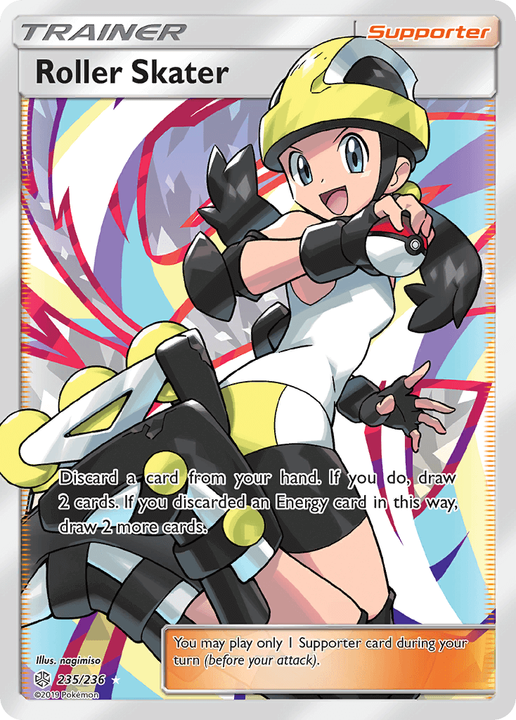 Roller Skater (235/236) [Sun & Moon: Cosmic Eclipse] ultra rare supporter card featuring vibrant colors.