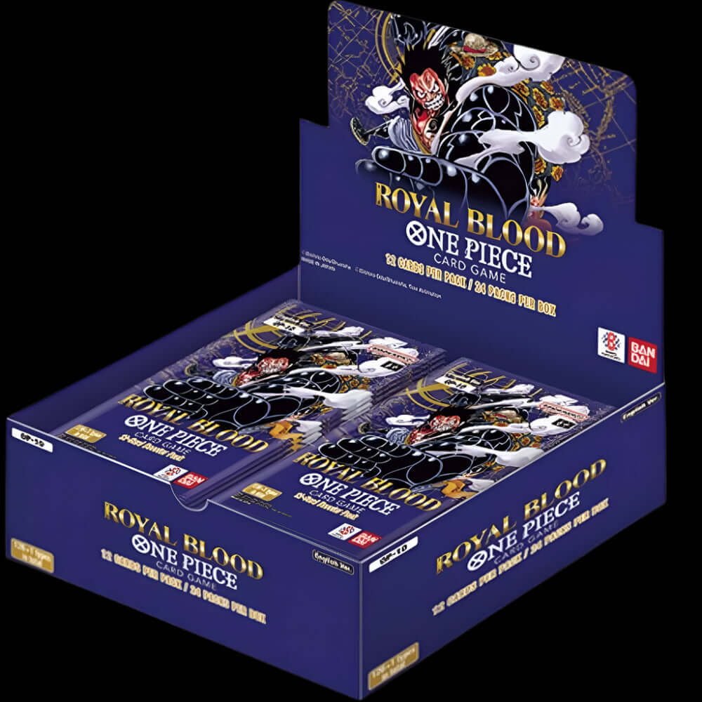 Royal Blood - Booster Box display featuring One Piece card game packaging.