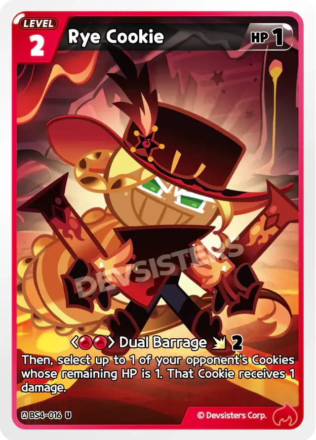 Rye Cookie BS4-16 U | Uncommon Card featuring a character with a hat and unique abilities.