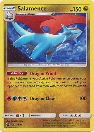 Salamence (106/168) (Cosmos Holo) [Sun & Moon: Celestial Storm] featuring Dragon type abilities.