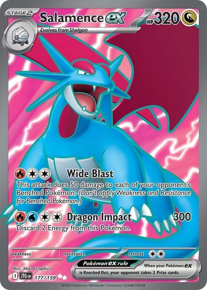 Salamence ex (177/159) [Scarlet & Violet: Journey Together] featuring powerful moves like Wide Blast and Dragon Impact