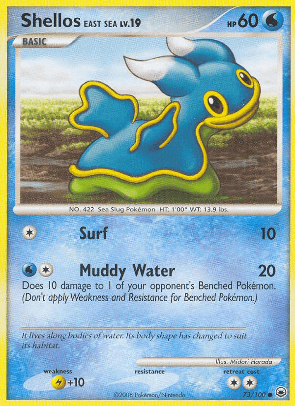 Shellos East Sea (73/100) [Diamond & Pearl: Majestic Dawn] card featuring the Water-type Pokémon.