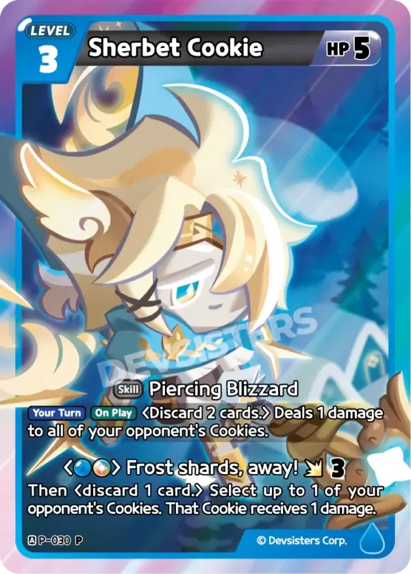 Sherbet Cookie (P-030) – Promo | Cookie Run TCG Collectible Card showcasing unique artwork and special rarity.