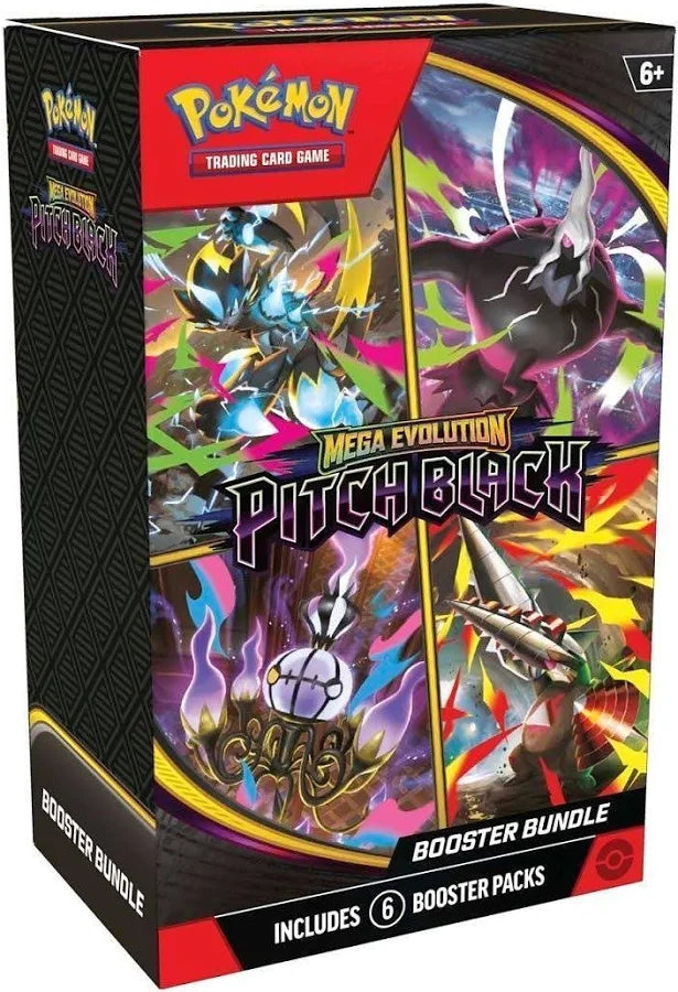 Pokemon Pitch Black Booster Bundle featuring Mega Evolution and six booster packs.