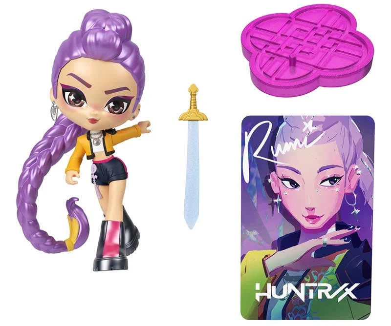 KPop Demon Hunters Small Doll Collectable For the Fans Blind Box featuring a doll with purple hair and accessories.