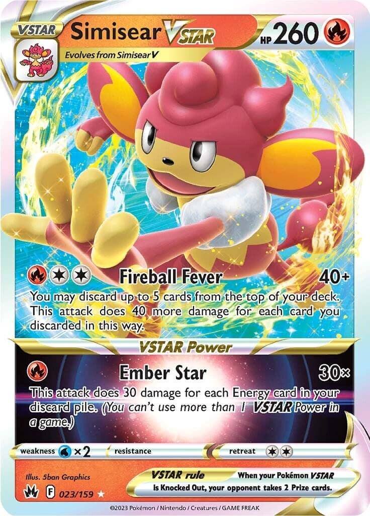 Simisear VSTAR (023/159) [Sword & Shield: Crown Zenith] ultra rare fire-type Pokémon card featuring Fireball Fever.