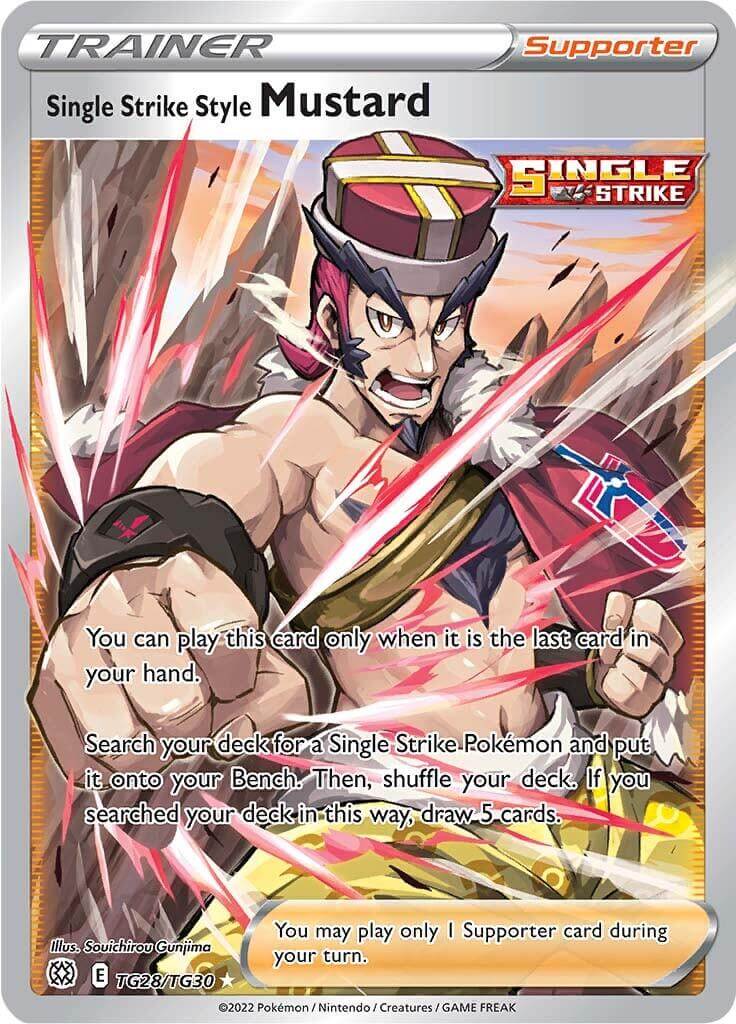 Single Strike Style Mustard (TG28/TG30) [Sword & Shield: Brilliant Stars] card featuring support abilities.