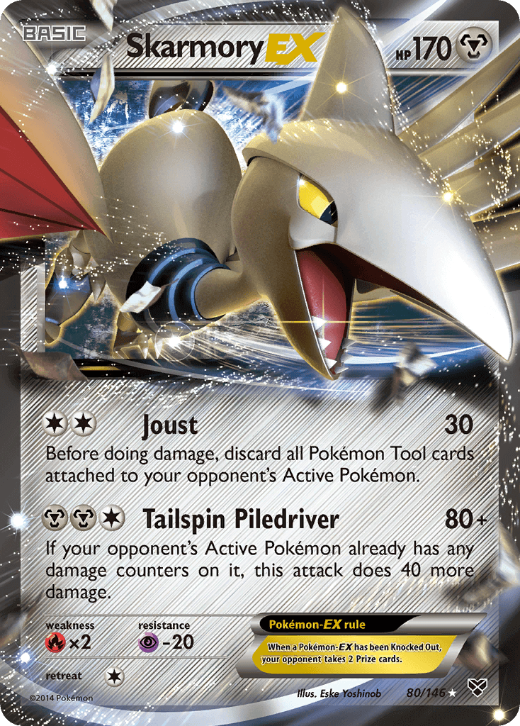 Skarmory EX (80/146) [XY: Base Set] card featuring metal type and ultra rare rarity.