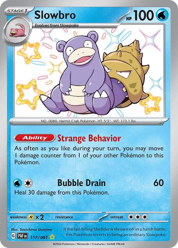 Slowbro (117/091) [Scarlet & Violet: Paldean Fates] card showing ability and HP details.