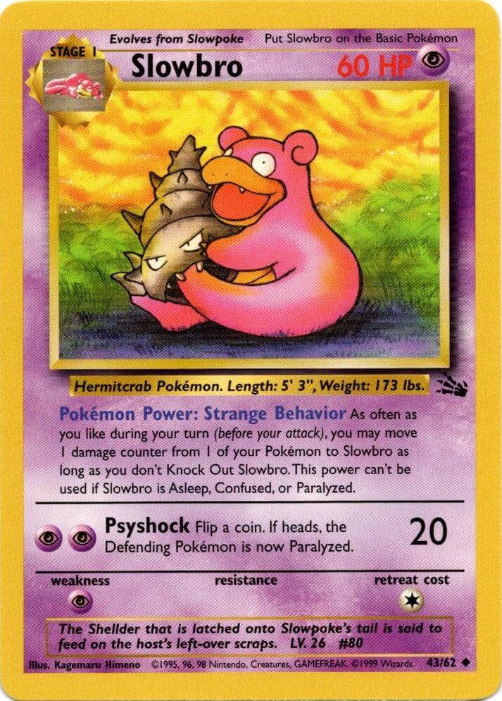Slowbro (43/62) [Fossil Unlimited] Pokémon card showcasing its unique design and features.