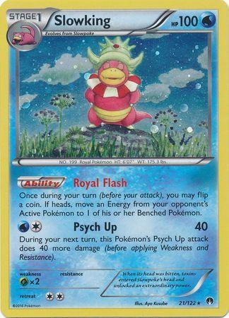 Slowking (21/122) (Cosmos Holo) [XY: BREAKpoint] card featuring abilities Royal Flash and Psych Up.
