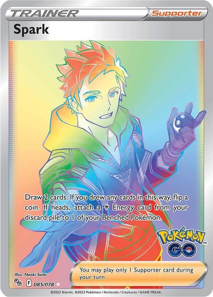 Spark (085/078) [Pokémon GO] trading card, featuring the character Spark as a Supporter in Pokémon GO.