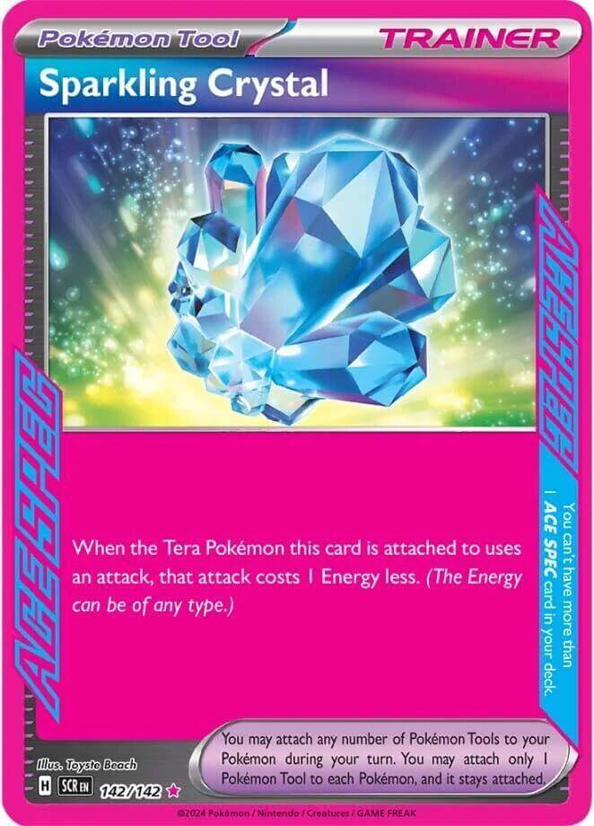 Sparkling Crystal (142/142) [Scarlet & Violet: Stellar Crown] Pokémon Tool card showcasing a crystalline design.
