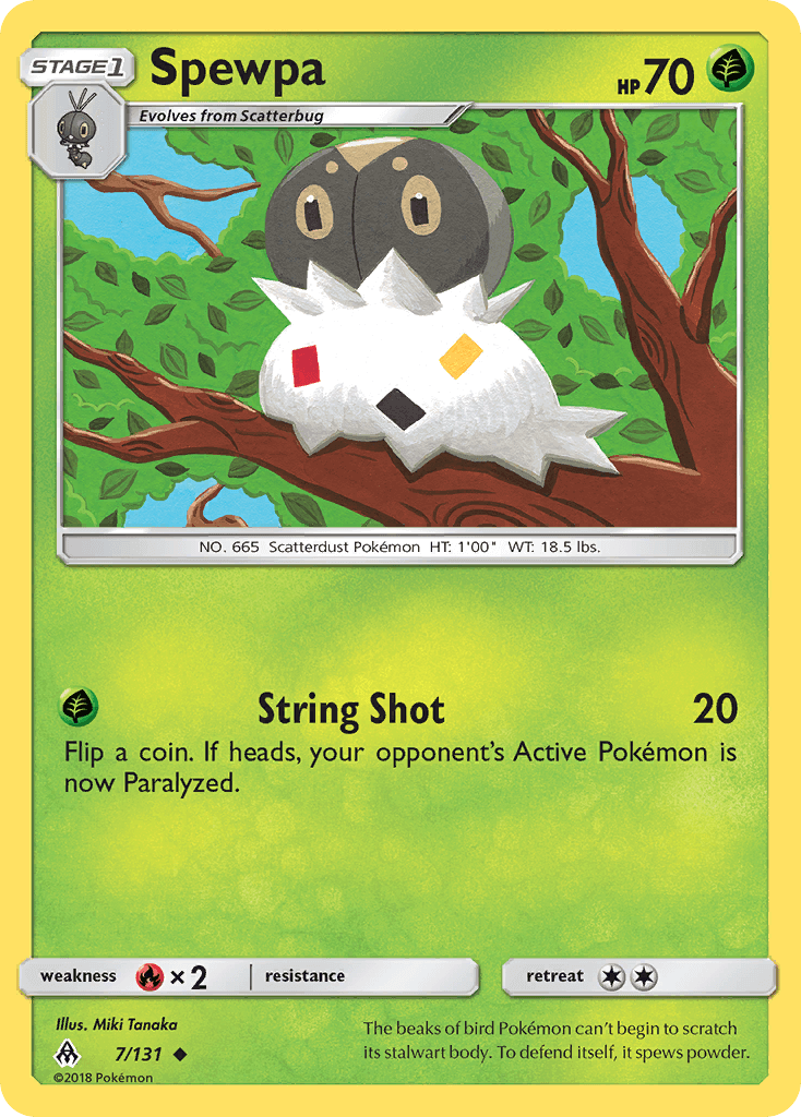 Spewpa (7/131) [Sun & Moon: Forbidden Light] card featuring its stage information and String Shot attack.