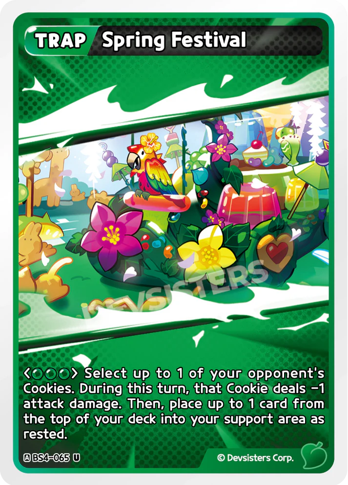 Spring Festival BS4-065 U | Uncommon Card featuring colorful flowers and a parrot image in a vibrant setting.