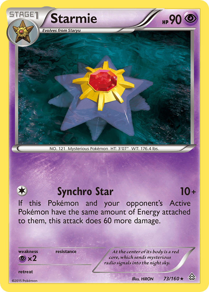 Starmie (73/160) [XY: Primal Clash] card featuring Synchro Star attack and Psychic type attributes.