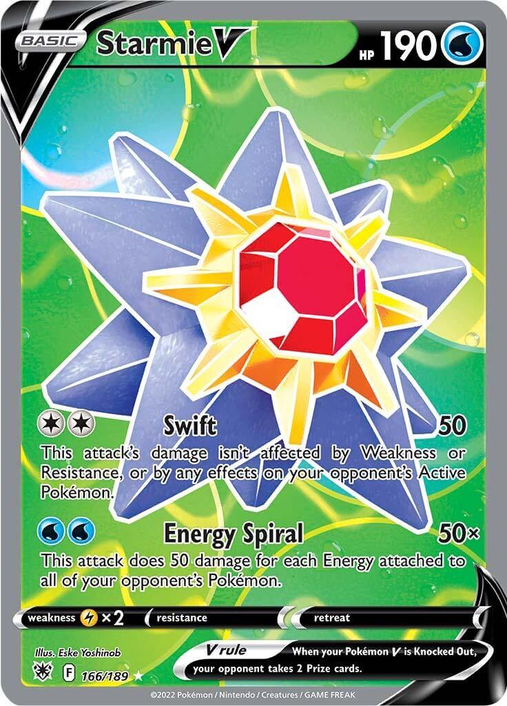 Starmie V (166/189) [Sword & Shield: Astral Radiance] card featuring HP and attack details.