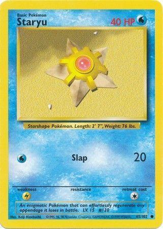 Staryu (65/102) [Base Set Unlimited] card featuring a Water-type Pokémon with 40 HP and common rarity.