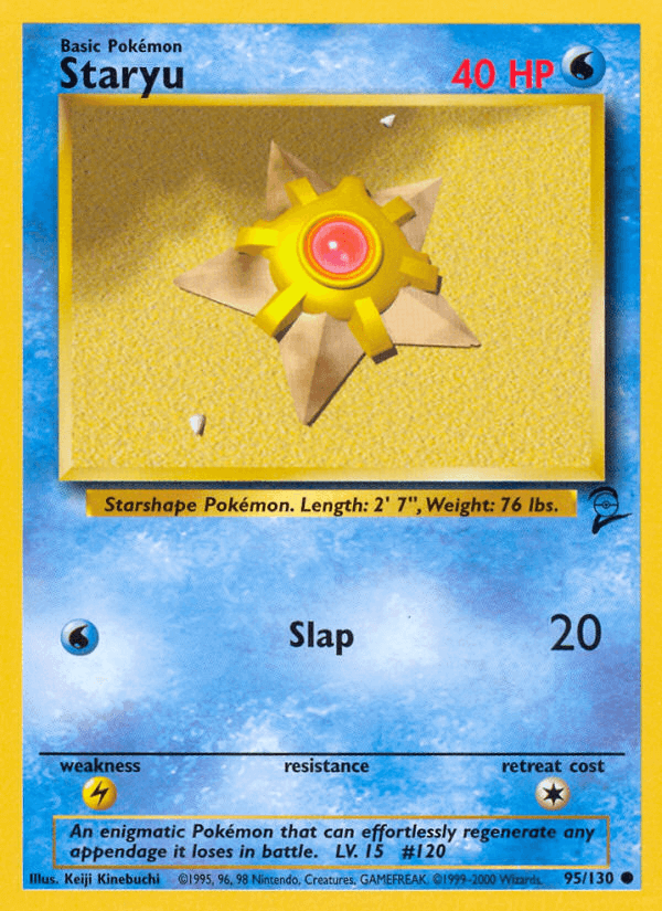 Staryu (95/130) [Base Set 2] featuring basic Pokémon card with 40 HP and abilities.