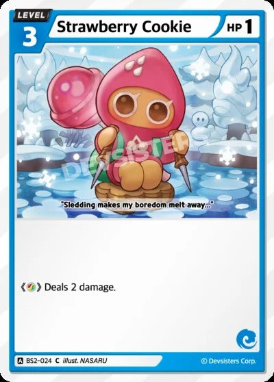 Strawberry Cookie BS2-024 C | Common Card featuring a cute character in a snowy landscape.