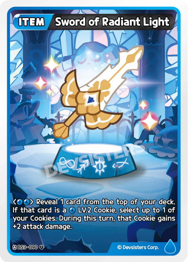 Sword of Radiant Light BS3-090 U | Uncommon Card featuring item and game effects.