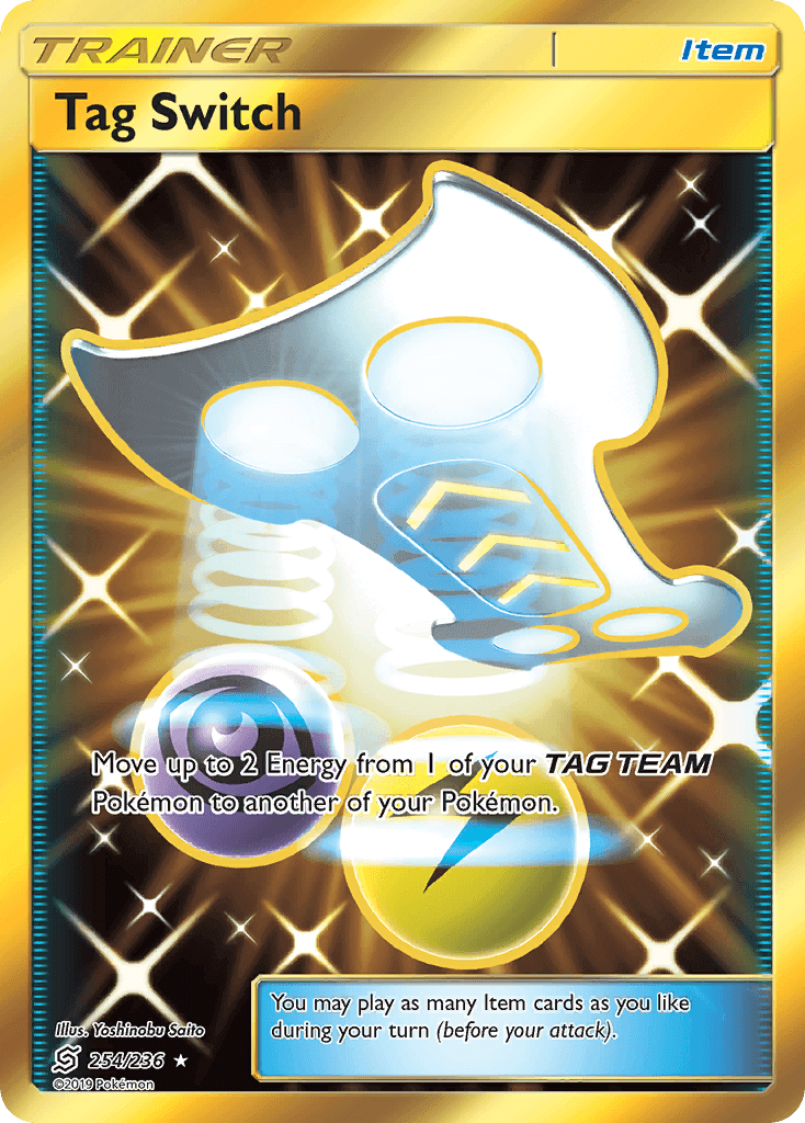 Tag Switch (254/236) [Sun & Moon: Unified Minds] card featuring item ability to move energy between Pokémon.