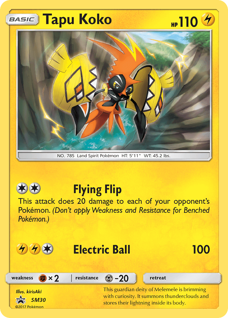 Tapu Koko (SM30) [Sun & Moon: Black Star Promos] lightning-type Pokémon card illustration.