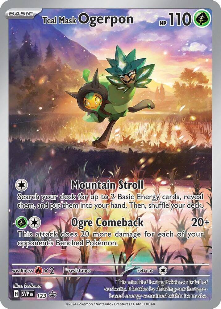 Teal Mask Ogerpon (123) [Scarlet & Violet: Black Star Promos] card featuring HP 110 and gameplay abilities.