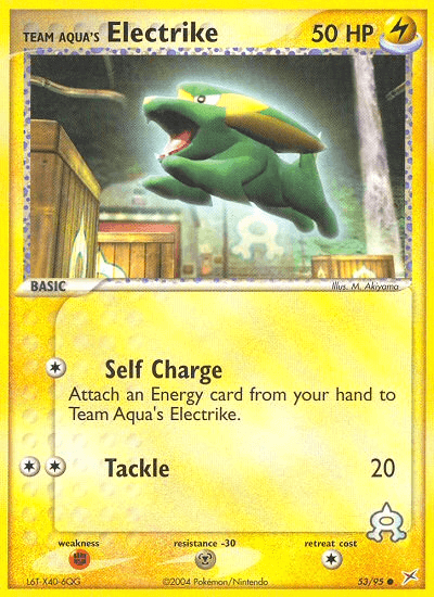 Team Aqua's Electrike (53/95) [EX: Team Magma vs Team Aqua] card showcasing its abilities and stats.