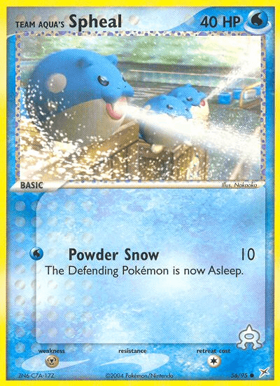 Team Aqua's Spheal (56/95) [EX: Team Magma vs Team Aqua] card featuring Powder Snow attack.