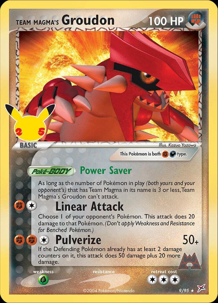 Team Magma's Groudon (9/95) [Celebrations: 25th Anniversary - Classic Collection] Holo Rare card featuring powerful attacks.